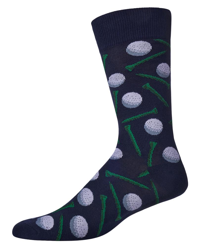 "Tee Time, Golf (Navy Blue) Men's Bamboo Crew Socks"