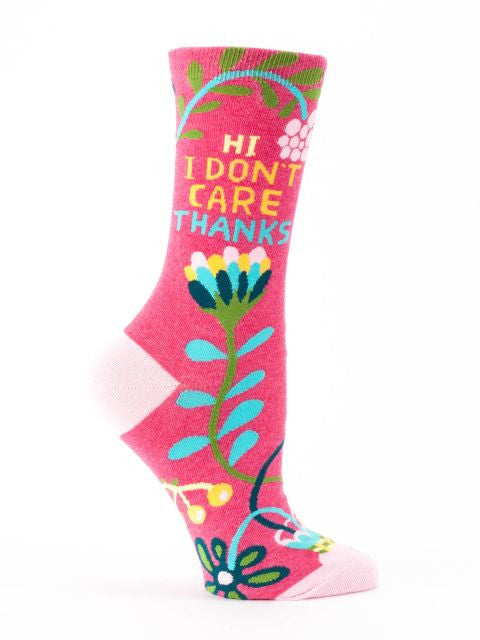 "Hi, I Don't Care, Thanks Women's Crew Socks"