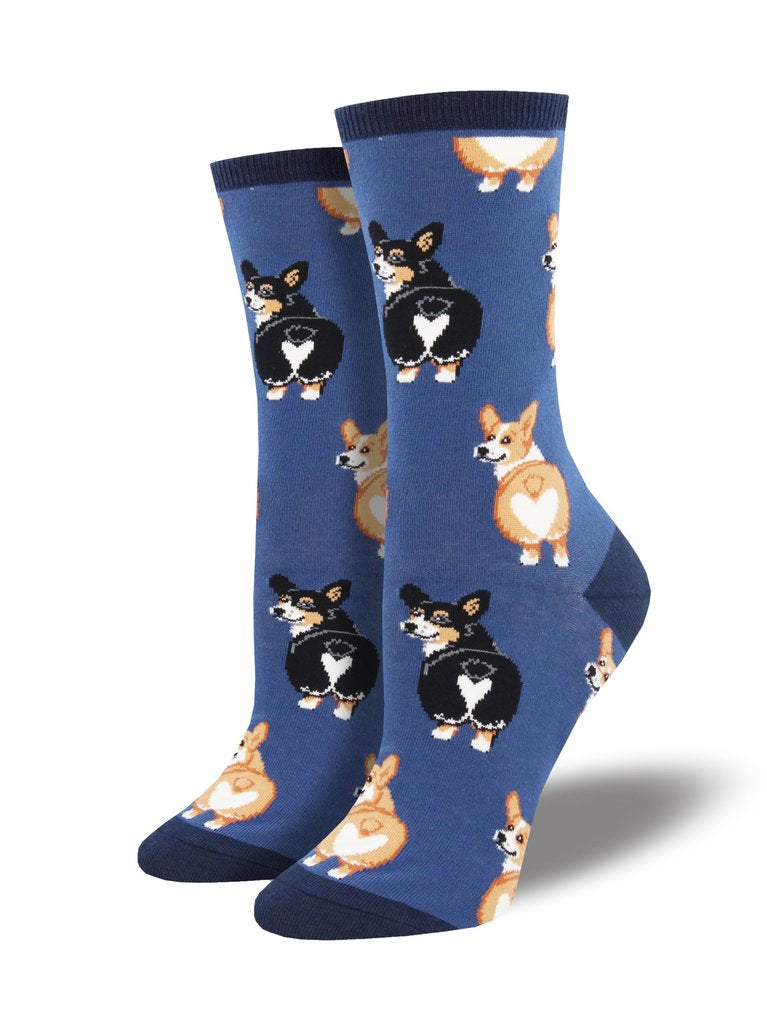 Corgi Butt (Blue) Women's Crew Socks