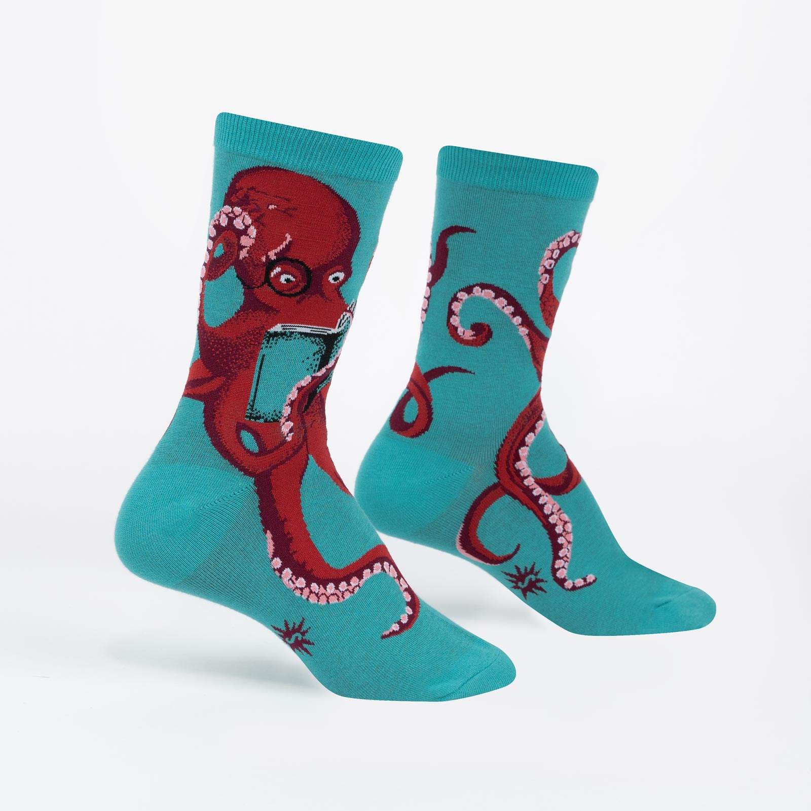 "Octive Reader, Octopus (Teal)  Women's Crew"
