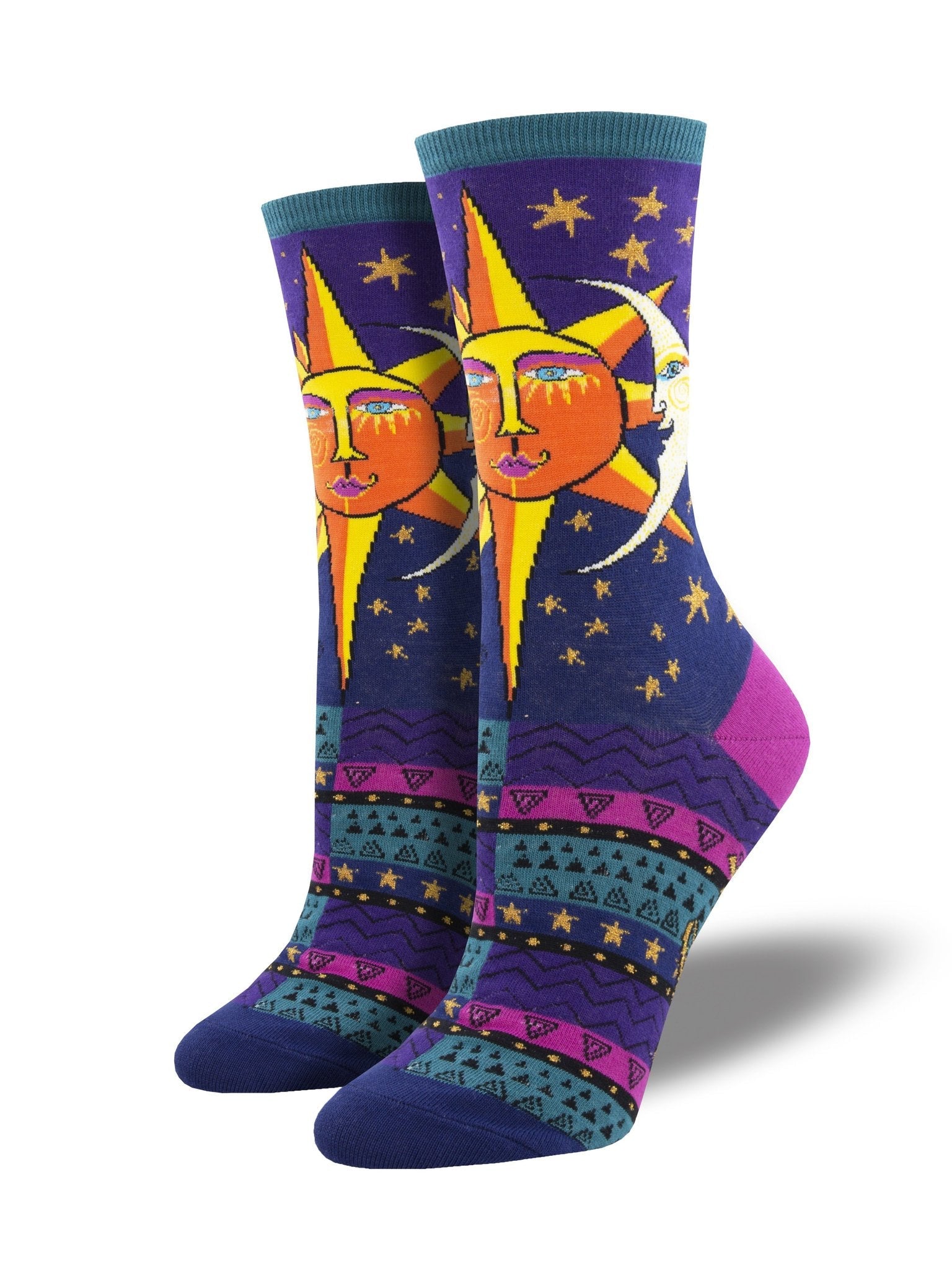"Sun and Moon, Laurel Burch (Purple) Women¡¯s Crew Socks"