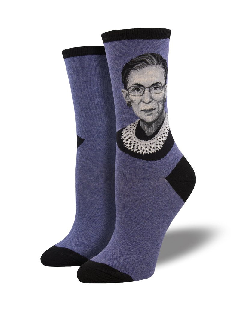"RBG, Ruth Bader Ginsburg Portrait (Blue) Women¡¯s Crew Socks"