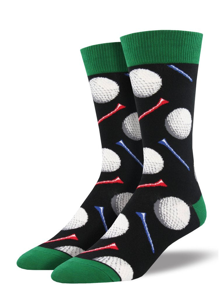 "Tee it Up, Golf (Black) Men's Crew Socks"