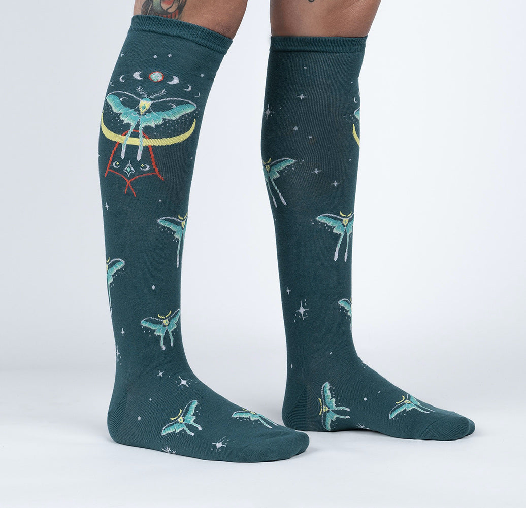 "Mystic Moth, Glow In The Dark Women's Knee Highs"