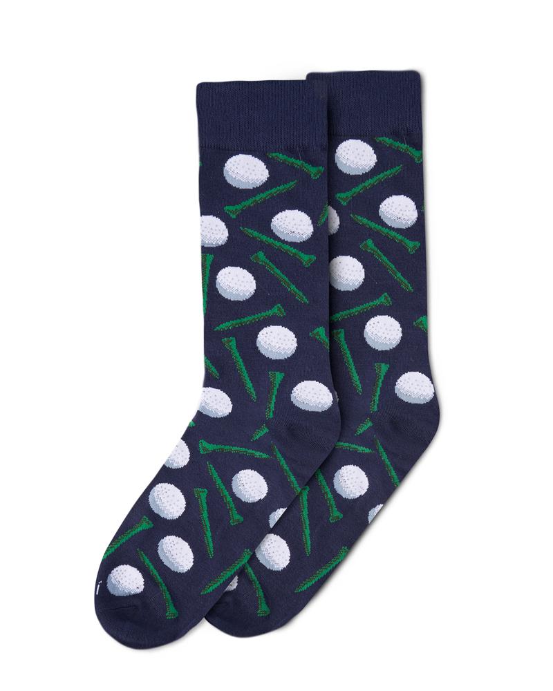 "Tee Time, Golf (Navy Blue) Men's Bamboo Crew Socks"