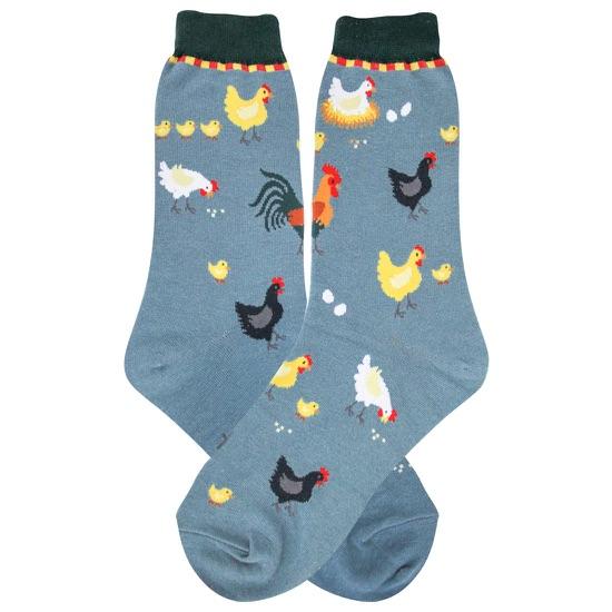Chickens (Slate Blue) Women's Crew Socks